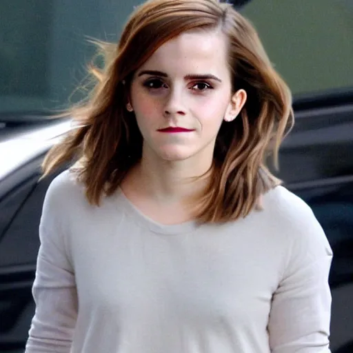 Prompt: emma watson unapologetically smirking from her car window, paparazzi photo, tabloid, perfect clear eyes, hermione granger