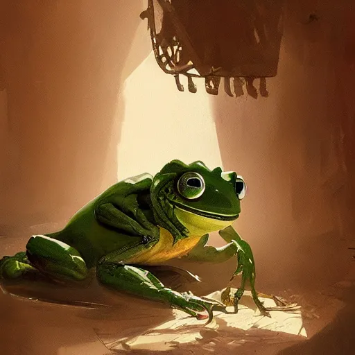 Prompt: 🤖🐸, digital Art,hyperrealist, artstation, greg rutkowski