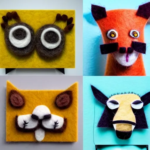 Image similar to detailed felt caricatures of animals in the jungle