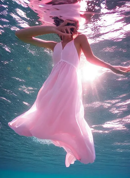 Image similar to long and wide feminine dress underwater