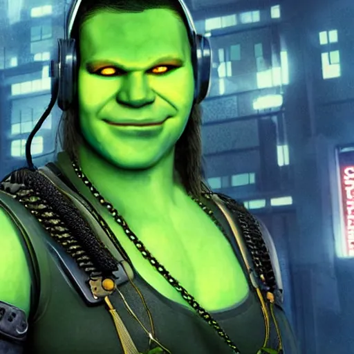 Image similar to Cyberpunk Shrek