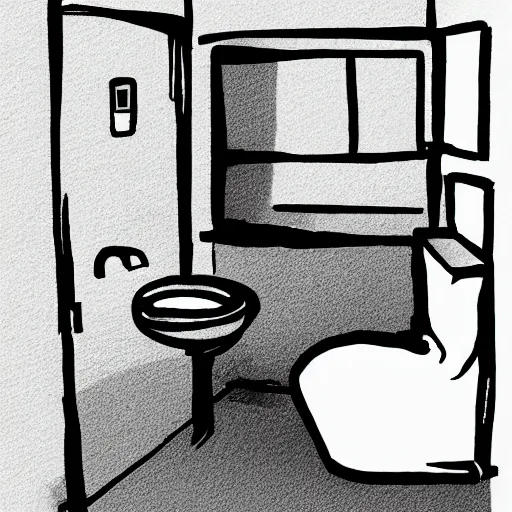 Image similar to a toilet sitting on a man in the bathroom, digital art