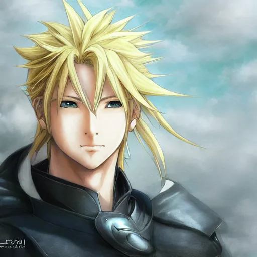 Image similar to portrait of cloud ff 7, anime fantasy illustration by tomoyuki yamasaki, kyoto studio, madhouse, ufotable, comixwave films, trending on artstation