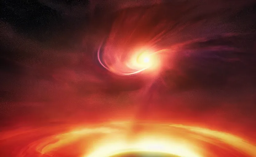 Image similar to Explosion of a black hole, cinematic shot, dramatic volumetric lighting, epic composition, 4K Ultra HD