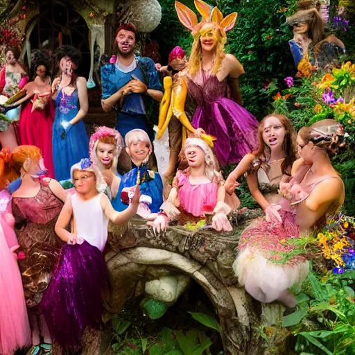 Prompt: photo of a party in fairyland