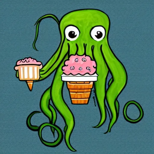 Image similar to cthulhu eating an ice - cream