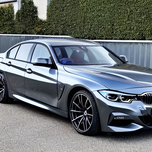 Image similar to nardo gray bmw 3. 2 0 grand coupe, black tinted windows, shiny, 4 k, 8 k hd