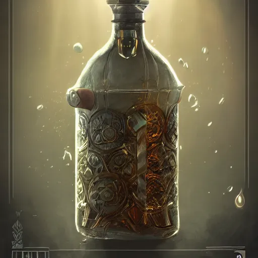 Image similar to concept art; video game potions; intricate elegant bottles; trending on artstation; rpg; octane