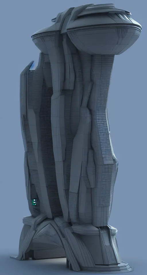 Prompt: 3d sculpt of a thick futurist scifi building inspired by the matrix, star wars, ilm, beeple, star citizen halo, mass effect, starship troopers, elysium, the expanse, high tech industrial, Artstation Unreal