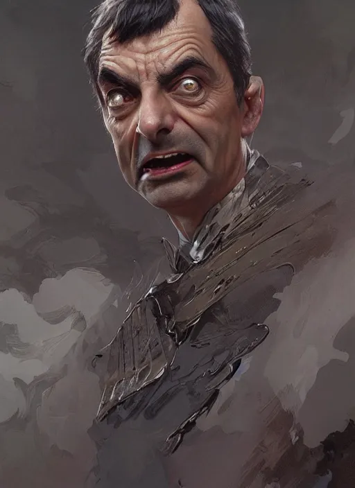 Image similar to Portrait of Mr. Bean, marvel comics, dark, intricate, highly detailed, smooth, artstation, digital illustration by Ruan Jia and Mandy Jurgens and Artgerm and Wayne Barlowe and Greg Rutkowski and Frank Frazetta