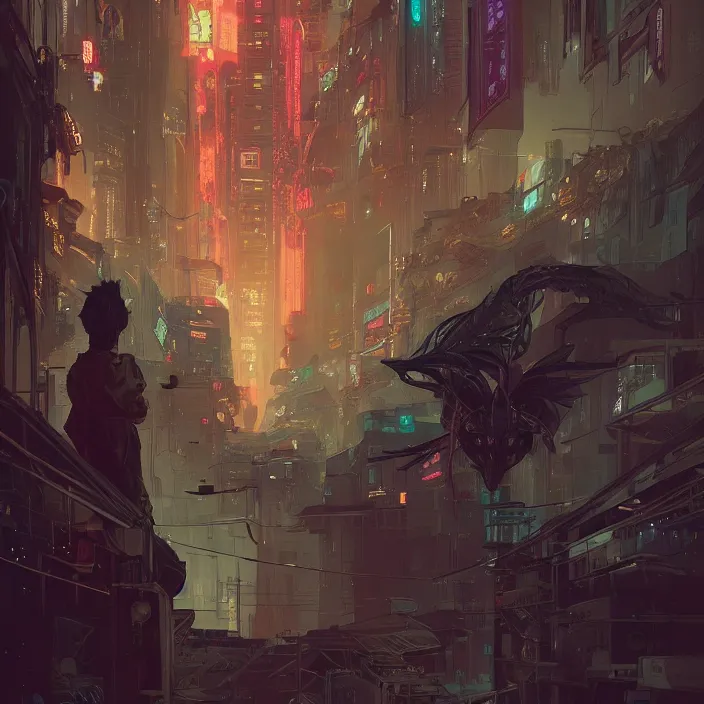 Image similar to concept art by xision ， victo ngai and lfons mucha, greg rutkowski, portrait of cyberpunk dragon, dim lighting, detailed portraits, unreal engine 5, highly rendered,, digital painting, artstation, concept art, smooth, sharp foccus ilustration, detailed and intricate environment ， artstation hq