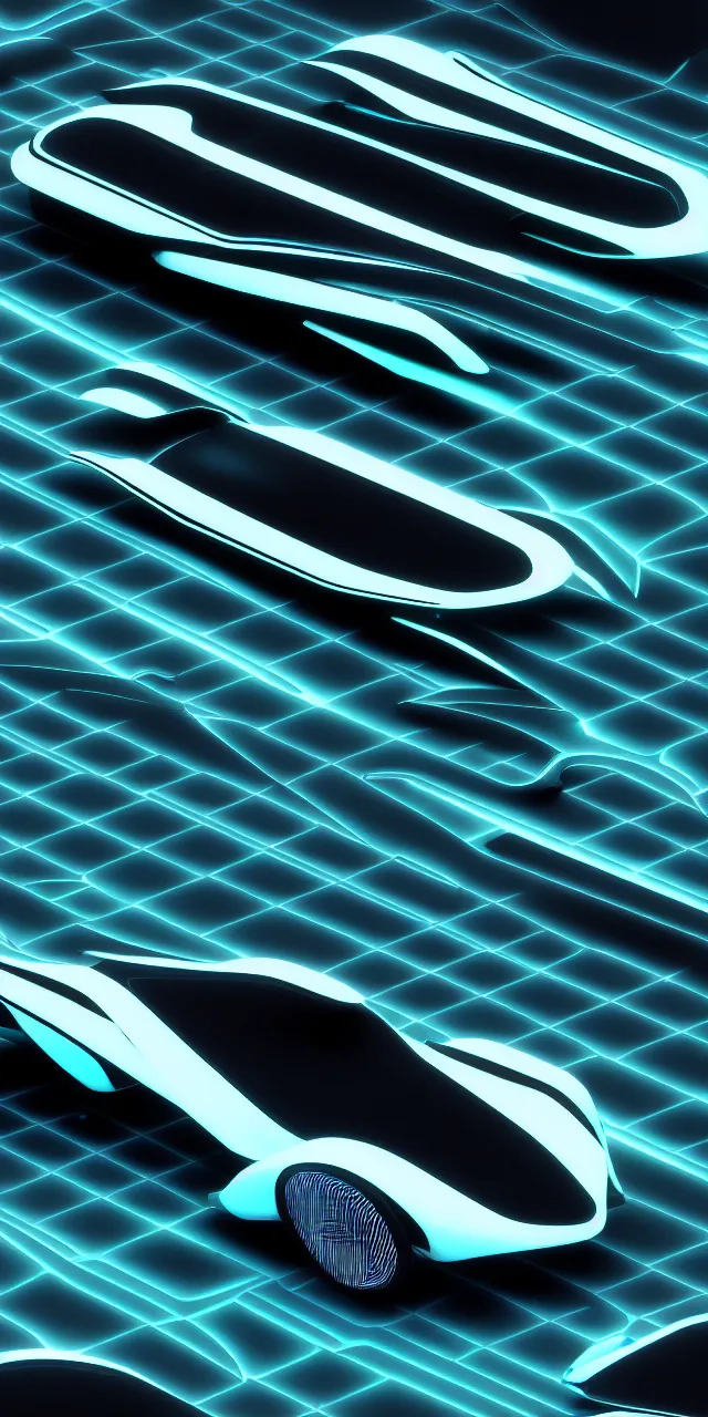 Image similar to A seamless pattern of a futuristic sci-fi concept car by zaha hadid ash thorp khyzyl saleem, futuristic car, Blade Runner 2049 film, TRON, large patterns, Futuristic, Symmetric, keyshot product render, plastic ceramic material, shiny gloss water reflections, High Contrast, metallic polished surfaces, seamless pattern, white , grey, black and aqua colors, Octane render in Maya and houdini, vray, ultra high detail ultra realism, unreal engine, 4k in plastic dark tilt shift