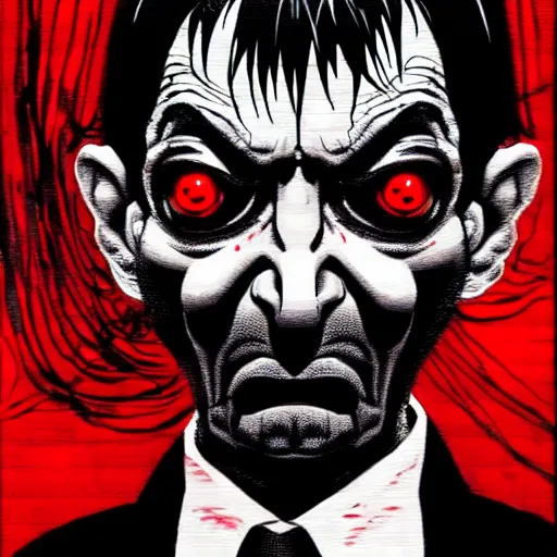 Prompt: Mr Bean looking sinister, by Tsutomu Nihei, highly detailed