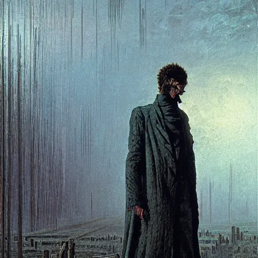 Image similar to neuromancer, painted by caspar david friedrich