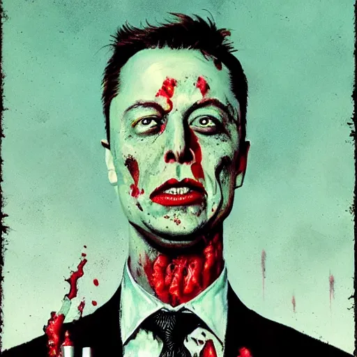 Image similar to zombie elon musk by norman rockwell