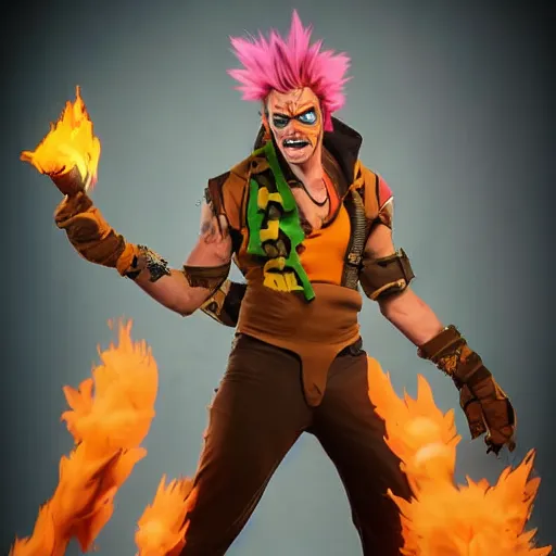 Prompt: Joacquin Phoenix as Junkrat from Overwatch, full body shot, photorealistic, portrait