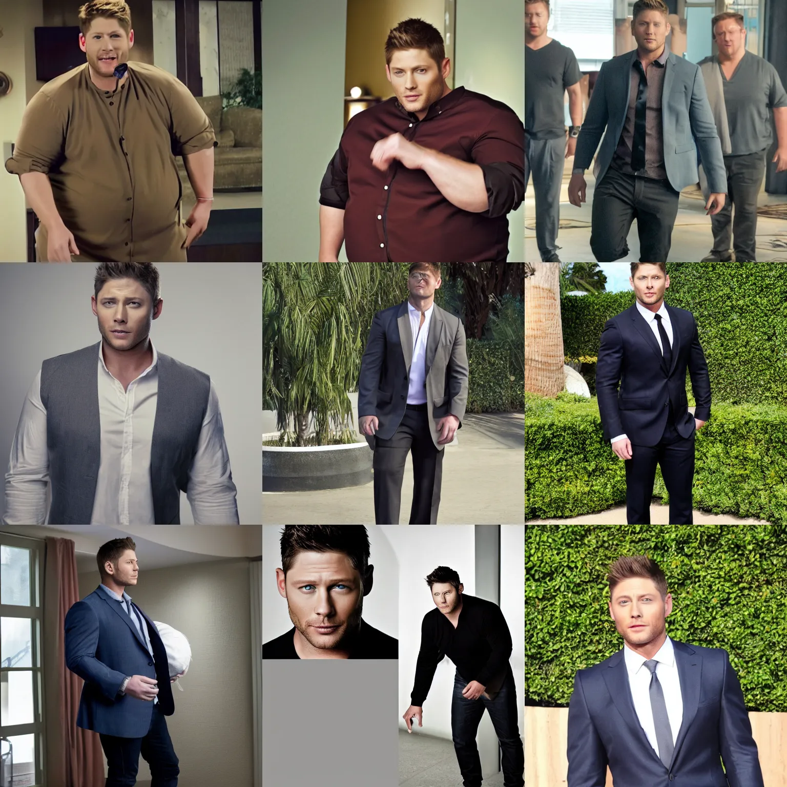 Prompt: jensen ackles wearing a fat suit, 4 k hd