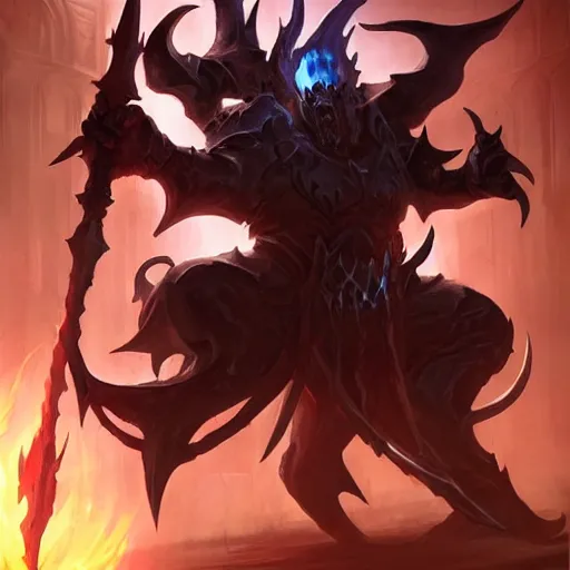 Image similar to shadow fiend lord hybrid, fantasy game art by greg rutkowski, fantasy rpg, dota 2