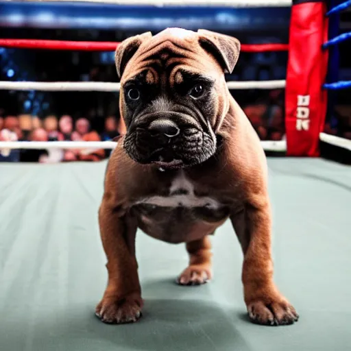 Image similar to brindle bullmastiff puppy in boxing match