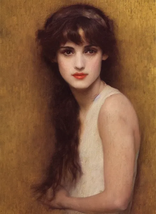 Image similar to a beautiful painting of young winona ryder by juan luna, pre-raphaelite, detailed, trending on artstation, hd, masterpiece