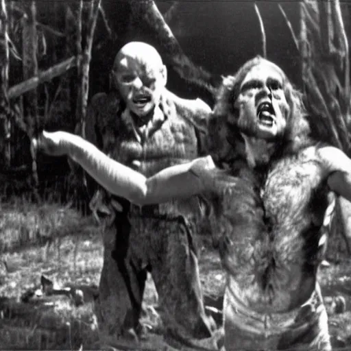 Prompt: film still of a werewolf extending his out hand in the wolf man 1 9 4 1