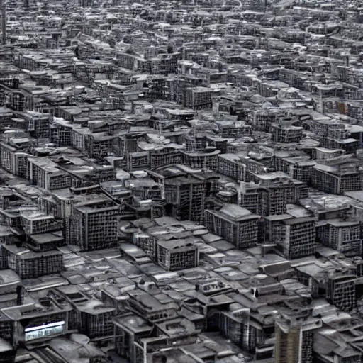 Image similar to apocalyptic city, buildings covered in black liquid rubber