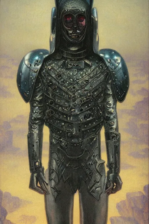 Prompt: portrait of beautiful gothic and futuristic young man, warcpace, cyber and rocks armor, a lot of more and more scars, thunderstorm, blueack with white head, the middle ages, highly detailed, artstation, illustration, more and more composision, 8 k quality, art by jean delville, rene magritte