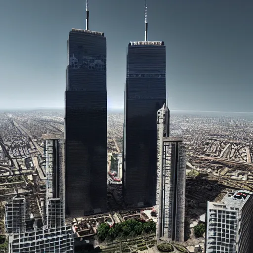 Image similar to the twin towers, photorealistic, extreme detail, beautiful, 8 k,