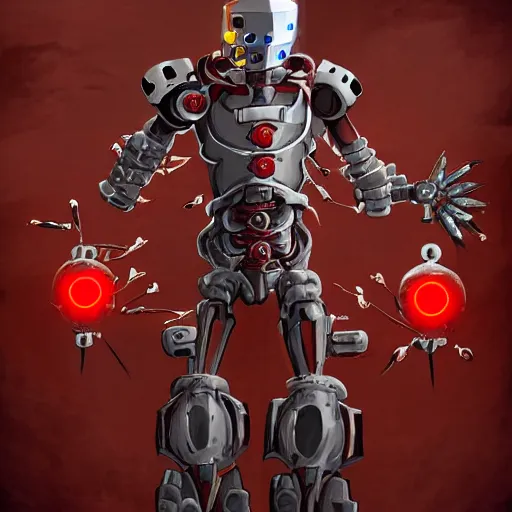 Prompt: A warforged from Dungeons & Dragons looking like the BIONICLE Keetongu, with one red glowing eye and eldritch styled tattoos on his arms, art by Christian Faber