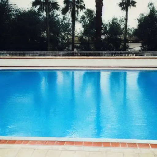 Prompt: Beautiful 2000s phone-camera, soft Photograph of infinite infinite infinite empty pool