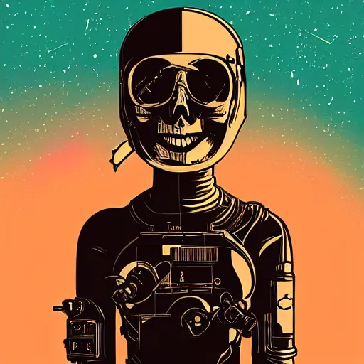 Image similar to portrait skull girl astronaut by petros afshar, tom whalen, laurie greasley, war face by greg rutkowski