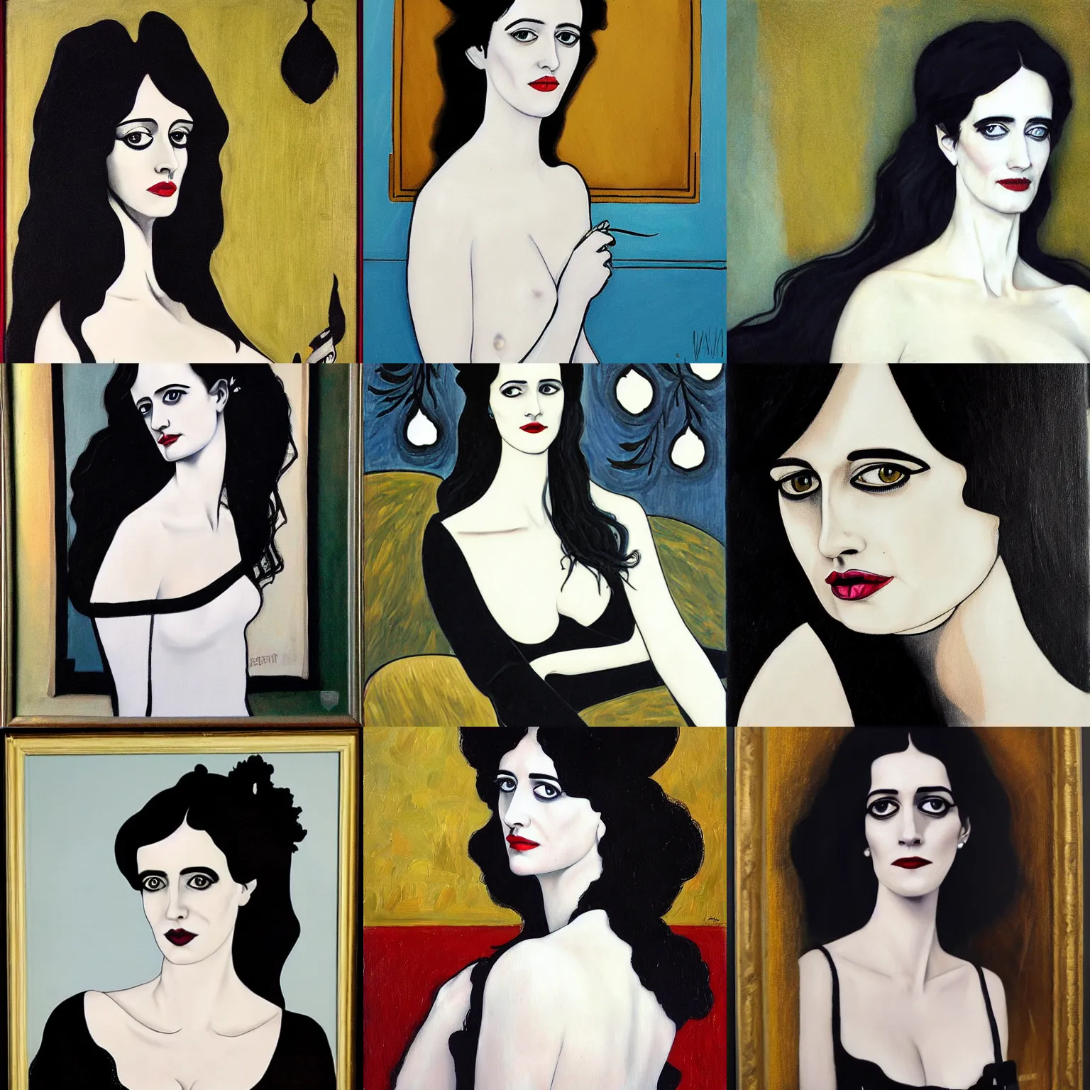 Prompt: eva green oil painting in style of aubrey beardsley