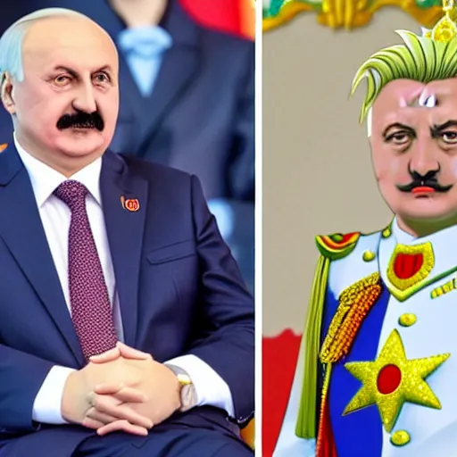 Image similar to president of belorussia, alexander lukashenko in style of sailor moon, anime, perfect faces, fine details