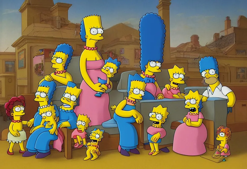 Prompt: the simpsons by jacques - louis david