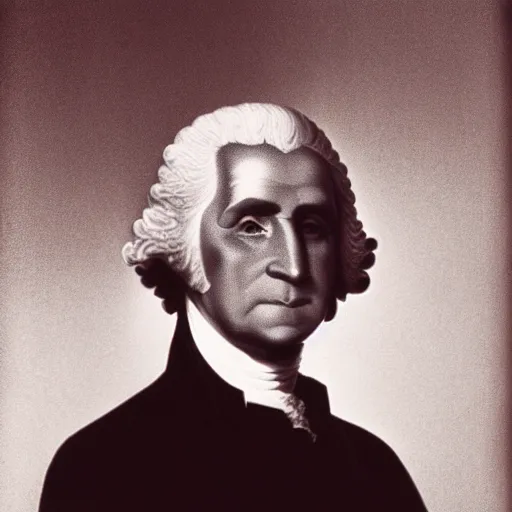 Image similar to photo of George Washington by Diane Arbus, no wig, 2022, black and white, high contrast, Rolleiflex, 55mm f/4 lens