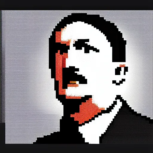 Image similar to pixel art portrait of adolf hitler