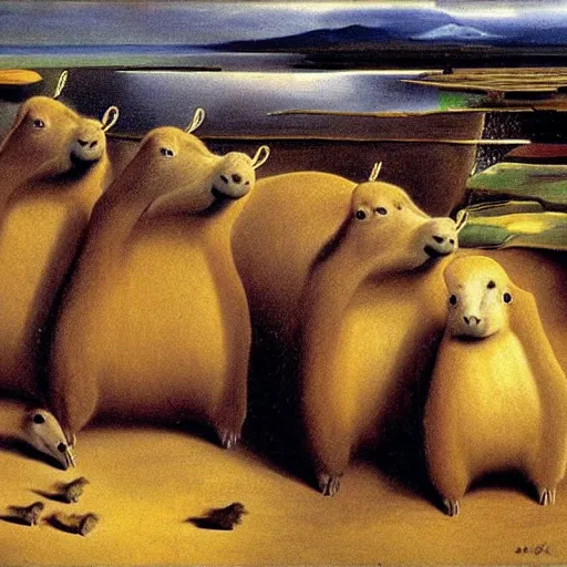 Image similar to capybaras, by salvador dali,