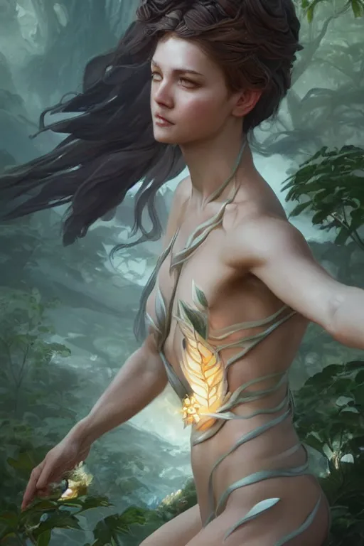 Image similar to goddess of nature, accurate anatomy, only two hands, highly detailed, digital painting, artstation, concept art, smooth, sharp focus, illustration, Unreal Engine 5, 8K, art by art by artgerm and greg rutkowski and edgar maxence