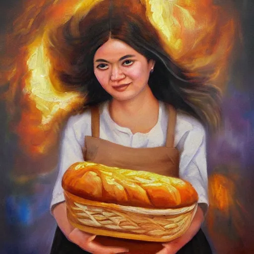 Image similar to 🍞🍞🍞👹, high quality oil painting