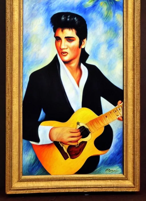 Image similar to oil painting of elvis presley by renoir