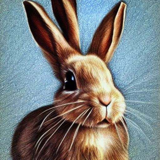 Prompt: drawing of a bunny with green eyes photorealistic