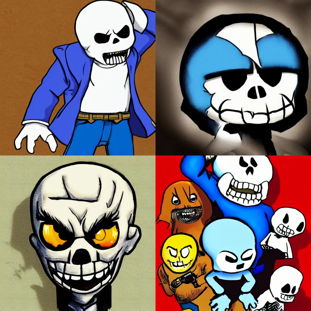 of sans undertale, fanart, complex and dramatic, Stable Diffusion