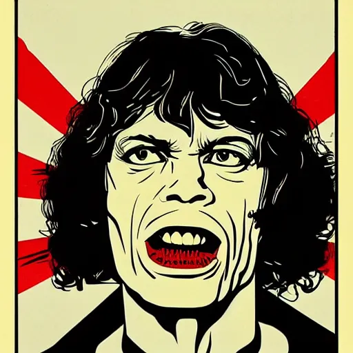 Image similar to individual young mick jagger silk screen butcher billy style