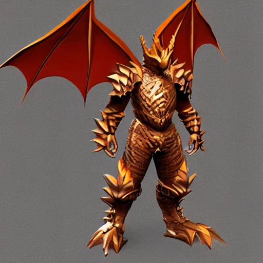 Prompt: epic dragon armor 3d modeling reference very detailed