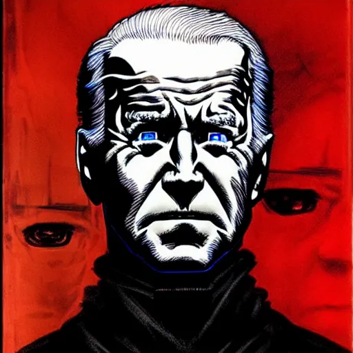 Image similar to Joe Biden looking sinister, by Tsutomu Nihei, highly detailed