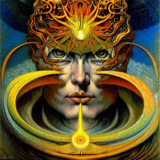 Image similar to Divine Chaos Engine by Karol Bak, Jean Delville, William Blake, and Vincent Van Gogh