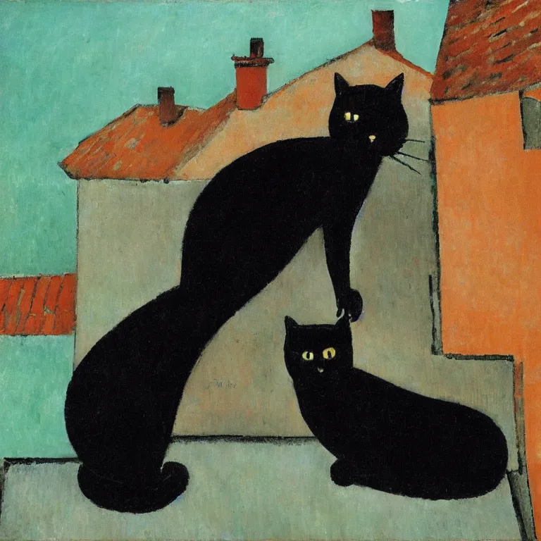 Image similar to black cat on the roof by modigliani