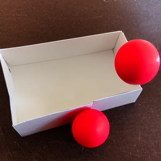 Prompt: styrofoam spheres on a red cube