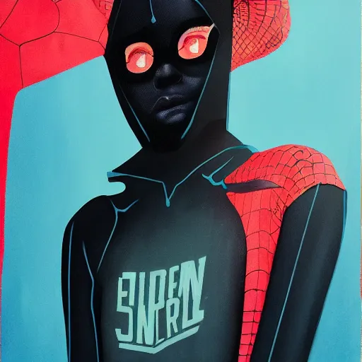 Image similar to Elle Fanning in Spider-Man Into The Spiderverse picture by Sachin Teng, asymmetrical, dark vibes, Realistic Painting , Organic painting, Matte Painting, geometric shapes, hard edges, graffiti, street art:2 by Sachin Teng:4