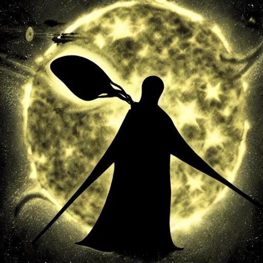 Prompt: the grim reaper staring at a dying star